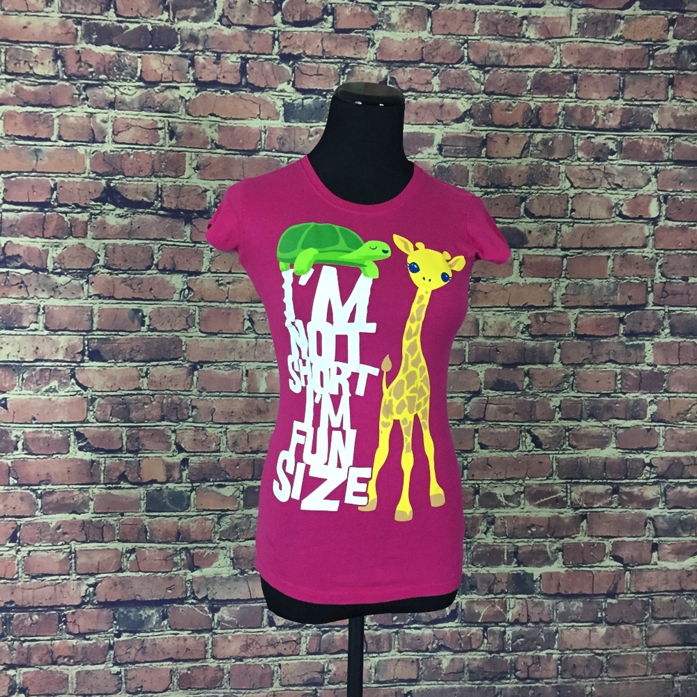 Dark Pink T-shirt - I'm Not Short I'm Fun Size